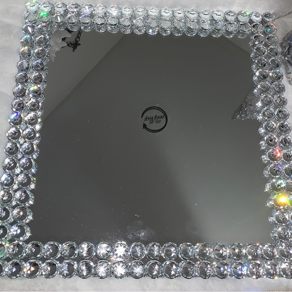 TAHARI CRYSTAL RHINESTONE MIRRORED LAZY SUSAN / VANITY TRAY 360° SPIN - Picture 1 of 2